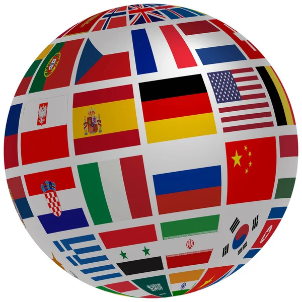 Глобус Прапорів Країн Світу Заражених Коронавірусом Карта Коронованого Вірусу Векторні — стоковий вектор