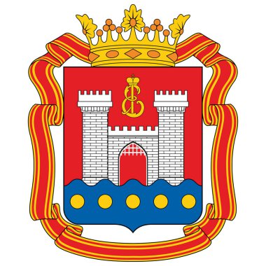 Kalininingrad Bölgesi arması, Rusya Federasyonu 'nun Baltık Denizi kıyısında bulunan federal bir konusudur. Vektör illüstrasyonu