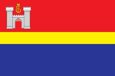Kaliningrad Bölgesi bayrağı, Rusya Federasyonu 'nun Baltık Denizi kıyısında bulunan federal bir konusudur. Vektör illüstrasyonu