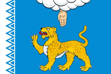 Pskov Oblastı bayrağı, Rusya 'nın batısında bulunan federal bir konudur. Vektör illüstrasyonu