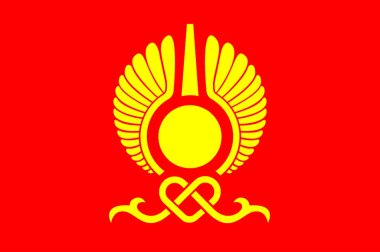 Kyzyl bayrağı, Rusya 'nın Tuva Cumhuriyeti' nin başkentidir. Vektör illüstrasyonu