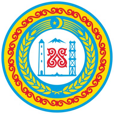 Çeçen Cumhuriyeti arması Rusya 'nın federal bir konusudur. Vektör illüstrasyonu