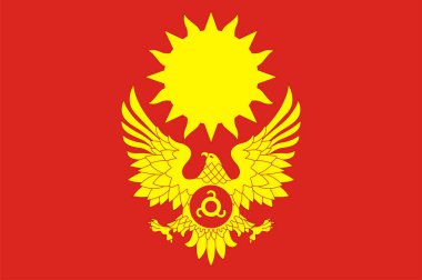 Magas bayrağı, Rusya Federasyonu 'nun Ingushetia eyaletinin başkentidir. Vektör illüstrasyonu