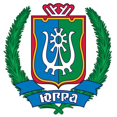 Khanty-Mansi Özerk Okrug 'un arması Rusya' nın federal bir konusudur. Vektör illüstrasyonu