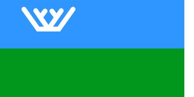 Khanty-Mansi Özerk Okrug bayrağı Rusya 'nın federal bir konusudur. Vektör illüstrasyonu