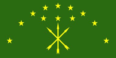 Adigea Cumhuriyeti bayrağı Rusya 'nın federal bir konusudur. Vektör illüstrasyonu