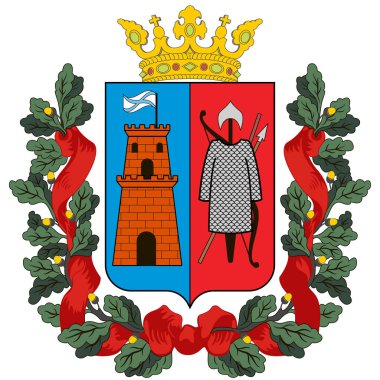 Coat of arms of Rostov-on-Don is a port city and the administrative centre of Rostov Oblast and the Southern Federal District of Russia. Vector illustration clipart