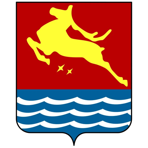 马加丹国徽是俄罗斯马加丹州的一个港口城市和行政中心 矢量说明 — 图库矢量图片