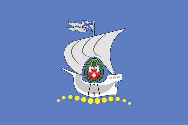 カリーニングラード州の旗は バルト海を除くロシアのカリーニングラード州の最大の都市と行政の中心地です ベクターイラスト — ストックベクタ