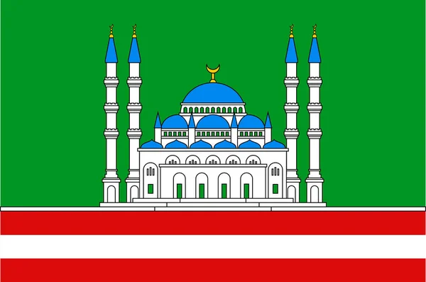 格罗兹尼旗帜是俄罗斯车臣的首都 矢量说明 — 图库矢量图片