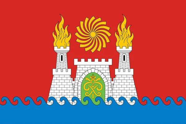 Bandera Makhachkala Capital República Daguestán Rusia Ilustración Vectorial — Archivo Imágenes Vectoriales