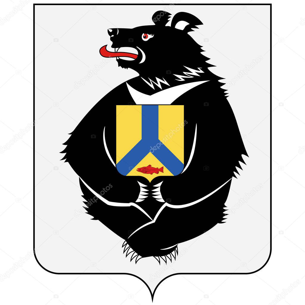 Coat of arms of Khabarovsk Krai is a federal subject of Russia. Vector illustration