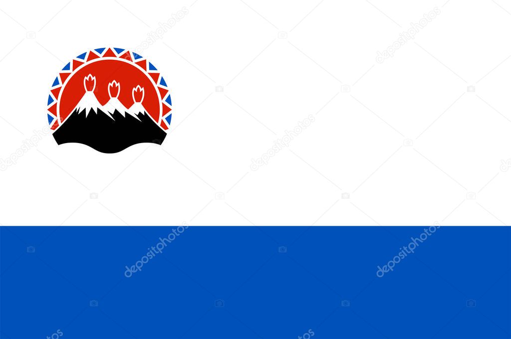 Flag of Kamchatka Krai is a federal subject of Russia. Vector illustration