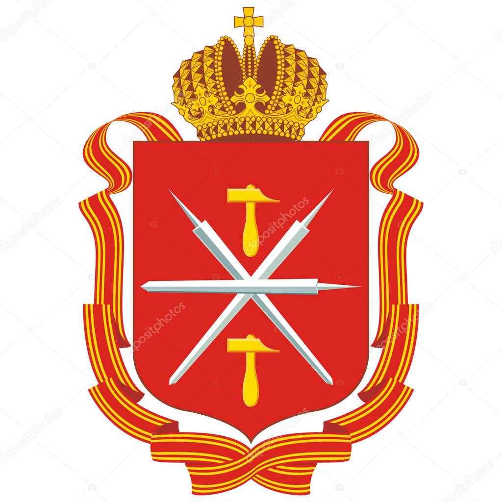 Coat of arms of Tula Oblast is a federal subject of Russia. Vector illustration