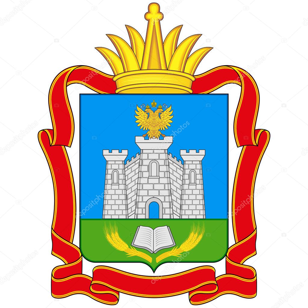 Coat of arms of Oryol Oblast is a federal subject of Russia. Vector illustration