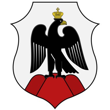 Orsk Coat of Arsk, Rusya 'nın Orenburg Oblastı' nın en büyük ikinci şehridir. Vektör illüstrasyonu