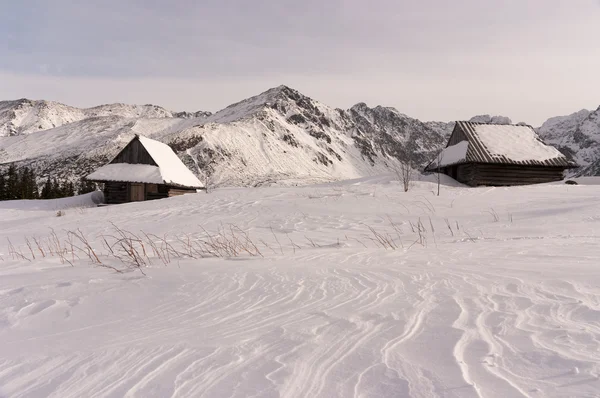 Cabanas de montanha no inverno. As altas montanhas Tatra . — Fotografia de Stock