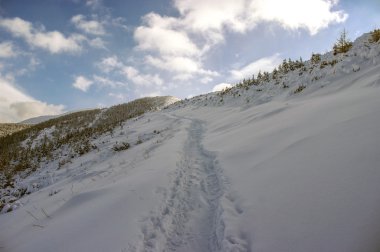 Karlı dağların güzel sahne