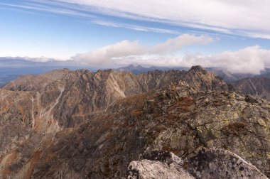 Panorama dağ sonbahar manzarası. Tatry