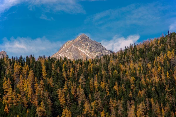 Великий гірський пік в осінній пейзаж. Гори Татри. словацька — стокове фото