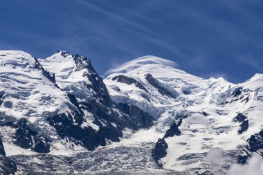 Mont Blanc manzarası güzel güneşli bir günde. Fransız Alps.