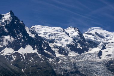 Mont Blanc massif güzel görkemli sahne. Fransızca 