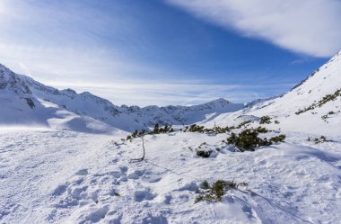 Kışın Vadisi beş Lehçe Göller. Tatra Dağları.