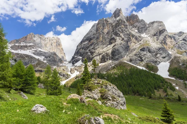 Piękny Letni Widok Masyw Marmolada Val Rosalia Dolomity Włochy — Zdjęcie stockowe