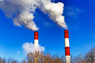 Buhar üretim olan Termik Santrali Baca