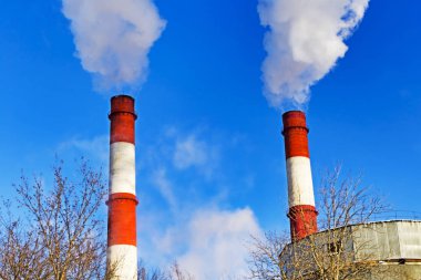 Buhar üretim olan Termik Santrali Baca