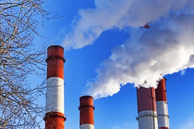 Buhar üretim olan Termik Santrali Baca