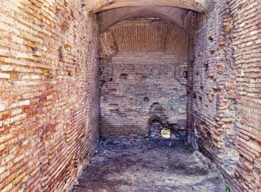 Ostia Antica arkeolojik kazılar: Roma insulae - seçici odak, iç