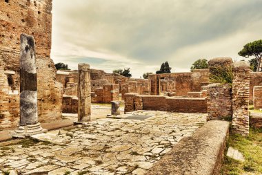 Arkeolojik Roma Ostia Antica - Roma - İtalya'da manzara