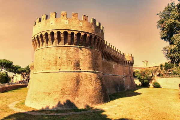 View of the roman castle of Giulio II, Ostia Antica - Rome, It — стоковое фото