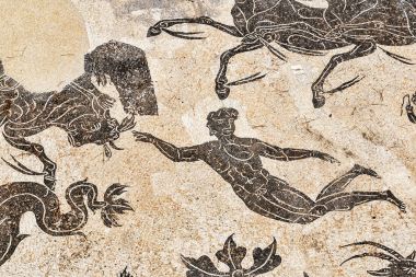 Neptün ün zafer mozaik frigidarium Neptün'ün içinde ayrıntı