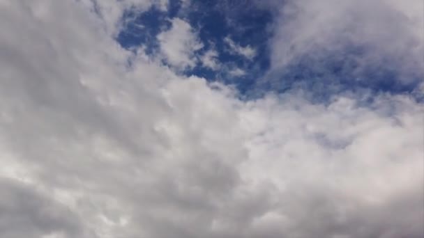 Beyaz Bulutlara Sarılmış Rüzgâr Tarafından Karıştırılmış Derin Mavi Arka Plan — Stok video