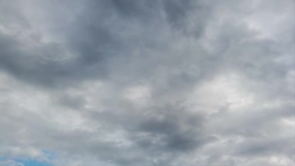 Time Lapse Hemel Met Achtergrondverlichting Nimbostratus Wolkenformaties Profielweergave Weersverandering Waarschijnlijk — Stockvideo