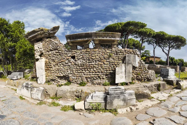 Panorama Immersivo Degli Scavi Archeologici Ostia Antica Delle Rovine Della — Foto Stock