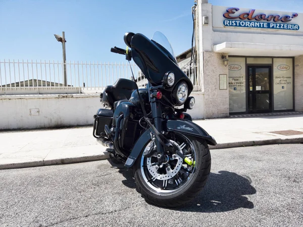 이탈리아 2020 Parked Roman Promenade Ostia Lido 아름다운 오토바이 Harley — 스톡 사진