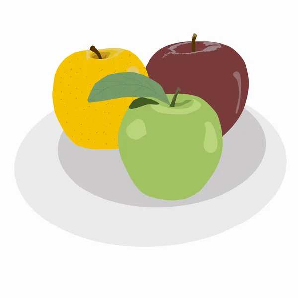 Εικονογράφηση λογότυπο για τρεις ολόκληρο μήλο. — Διανυσματικό Αρχείο
