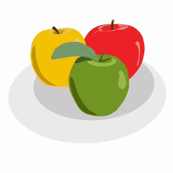 Εικονογράφηση λογότυπο για τρεις ολόκληρο μήλο. — Διανυσματικό Αρχείο