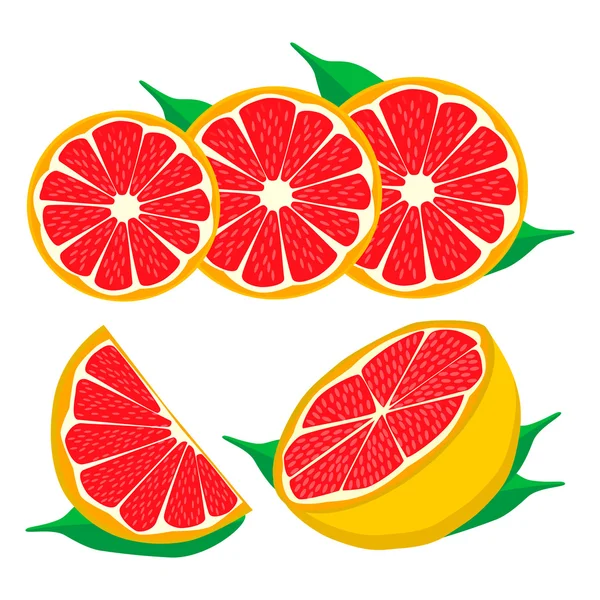 Set gyümölcsök grapefruit. — Stock Vector