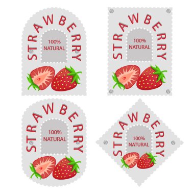 çilek için etiket logo vektör çizim