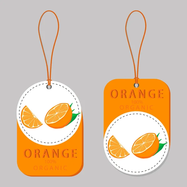 Illustration sur le thème des fruits orange, marché de l'étiquette — Image vectorielle