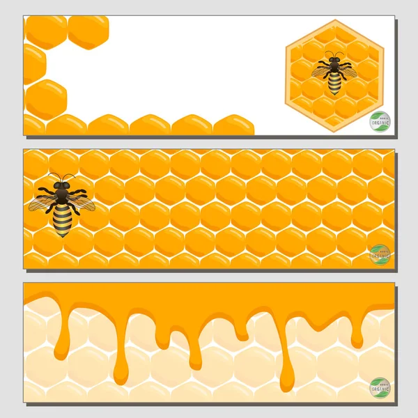 矢量图的标志为主题的蜜蜂和蜂蜜 — 图库矢量图片