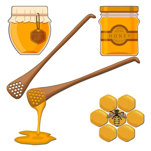 Méz a méhsejtben — Stock Vector