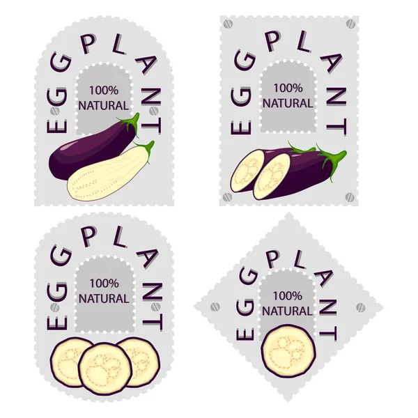 Logo d'illustration vectorielle pour aubergine violette de légumes mûrs entiers — Image vectorielle
