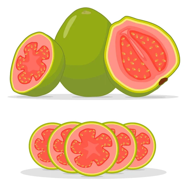 Fruta madura guayaba roja — Vector de stock