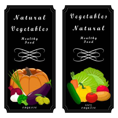 Vektör çizim logo sebze: biber, kabak, domates