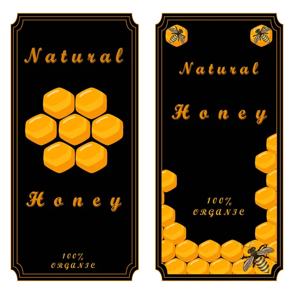Векторні ілюстрації логотипу для теми бджоли їдять мед — стоковий вектор